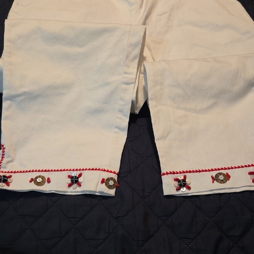 Ruby Rd. White Pants with Red Embroidery - Picture 3 of 4